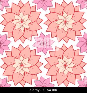 Nahtlose Textur mit rosa Lotusblumen. Vektorhintergrund für Spa-Zentren, Yoga-Studios, Postkarten und Ihr Design Stock Vektor