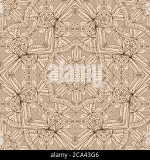 Arabisches Nahtloses Beigefarbenmuster. Vektor Doodle Hintergrund. Boho Muster der Linien Stock Vektor