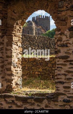 Königliches äthiopisches Schloss in Gondar, Äthiopien Stockfoto