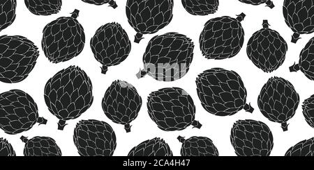 Hand gezeichnet Vektor Artischocke nahtlose Muster. Bio Cartoon frisches Gemüse Illustration. Niedliche Gemüse botanischen Hintergrund. Stock Vektor