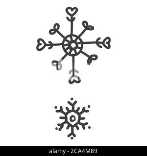 Nahtlose weihnachten Schneeflocke Set Illustration Cliparts. Einfache Geschlecht neutral Kinderzimmer festliche Sammelalbum Aufkleber. Kinder skurrilen niedlichen Hand gezeichnet Cartoon Stock Vektor