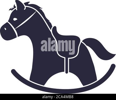 Cartoon Schaukelpferd Spielzeug Objekt für kleine Kinder zu spielen, Silhouette Stil Symbol Vektor Illustration Stock Vektor