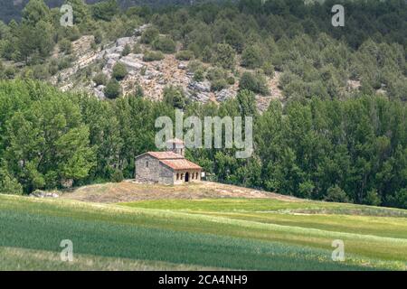 Mosarabische Kirche Ermita Santa Cecilia in Barriosuso in Kastilien und Leon, Spanien Stockfoto