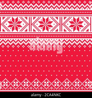 Winter, Weihnachten Norwegerstil traditionelle Strickmode Vektor nahtloses Muster, Retro Scottish Knit repetitives Design mit Schneeflocken Stock Vektor