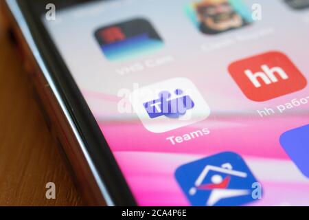 Moskau, Russland - 1. Juni 2020: Microsoft Teams App Logo Symbol Makro close-up , illustrative Editorial Stockfoto