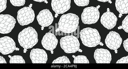 Hand gezeichnet Vektor Artischocke nahtlose Muster. Bio Cartoon frisches Gemüse Illustration. Niedliche Gemüse botanischen Hintergrund. Stock Vektor
