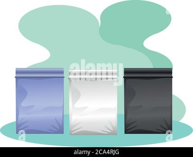 Set Packtaschen Produkte Symbole Vektor Illustration Design Stock Vektor