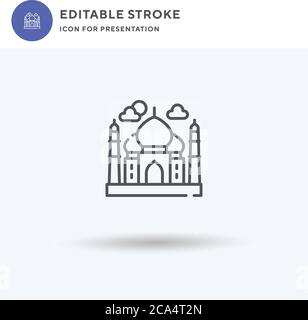 Taj Mahal Icon Vektor, gefüllt flaches Zeichen, solides Piktogramm isoliert auf weiß, Logo-Illustration. Taj Mahal Ikone für Präsentation. Stock Vektor