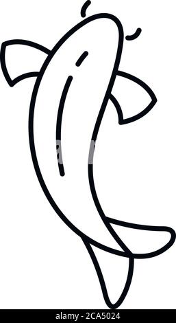 Symbol für Koi-Karpfen des Drachen. Umriss Drachen Koi Karpfen Vektor-Symbol für Web-Design isoliert auf weißem Hintergrund Stock Vektor