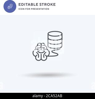 Brain Server Symbolvektor, gefülltes flaches Zeichen, solides Piktogramm isoliert auf weiß, Logo-Illustration. Brain Server-Symbol für die Präsentation. Stock Vektor