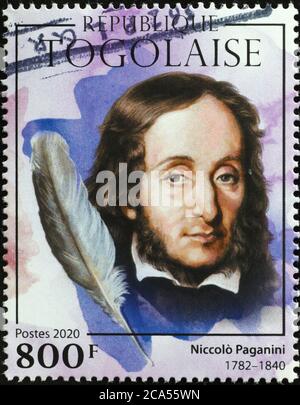 Porträt von Niccolò Paganini auf Briefmarke Stockfoto