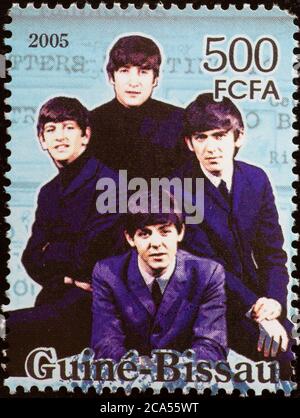 Die Beatles auf Briefmarke von Guinea Bissau Stockfoto