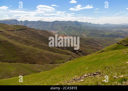 Panorama auf der Sentinel Peak Wanderung, Royal Natal National Park, KwaZulu-Natal, Südafrika Stockfoto