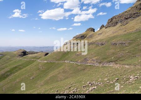 Panorama auf der Sentinel Peak Wanderung, Royal Natal National Park, KwaZulu-Natal, Südafrika Stockfoto