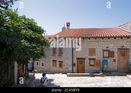 Haus in der Altstadt, Rovinj, Istrien, Kroatien Stockfoto