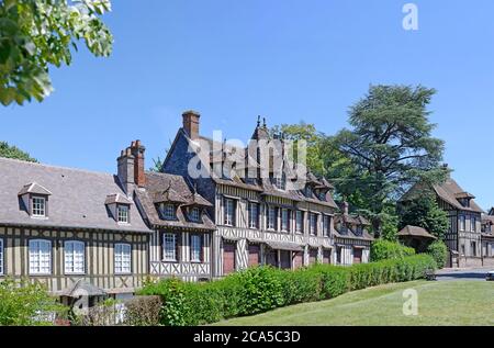 Frankreich, Eure, Lyons la Foret, beschriftet Les Plus Beaux Villages de France (die schönsten Dörfer Frankreichs), Fachwerkhaus Stockfoto