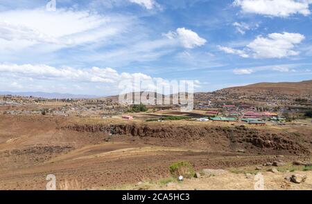 Panorama von Thaba-Tseka, Königreich Lesotho, Südafrika Stockfoto