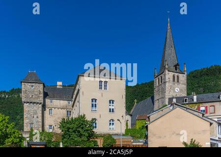 Frankreich, Correze, Bort-les-Orgues, Saint Germain Kirche, Dordogne Tal Stockfoto