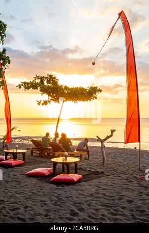 Indonesien, Bali, Norden, Lovina, Sonnenuntergang am Strand Stockfoto