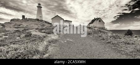 Blick auf den Leuchtturm Cape Spear, Avalon Peninsula, Neufundland Stockfoto