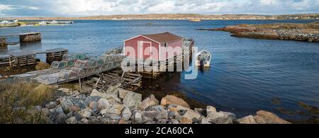 Angelbühne, Joe Batt's Arm, Fogo Island, Neufundland Island, Kanada Stockfoto