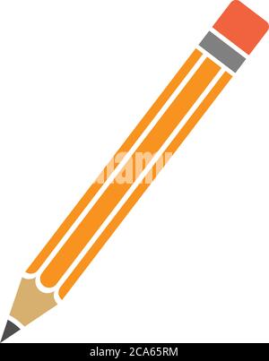 Orangefarbener Bleistift mit Radiergummi-Symbol oder Symbolvektordarstellung Stock Vektor