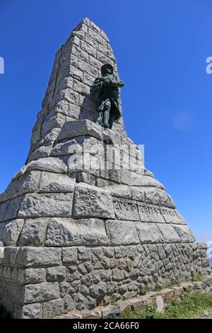 Denkmal auf dem Gipfel des Grand Ballon, auf 1,424 Metern der höchste Gipfel der Vogesen (Elsass, Frankreich) Stockfoto