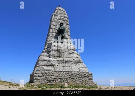 Denkmal auf dem Gipfel des Grand Ballon, auf 1,424 Metern der höchste Gipfel der Vogesen (Elsass, Frankreich) Stockfoto