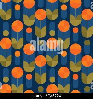 Abstrakte runde Form Frühling Blumen nahtlose Muster für Hintergrund, Stoff, Textil, Wrap, Oberfläche, Web-und Print-Design. Dekorative Colo im Retro-Stil Stock Vektor