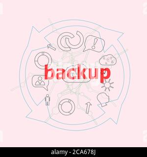 Textsicherung. Webdesign Konzept . Flache lineare Infografik Stockfoto