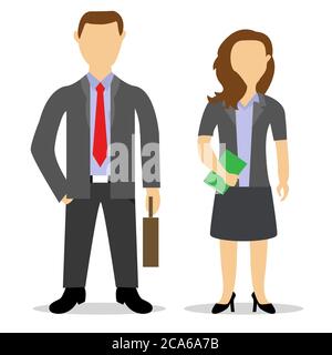 Illustration Vektor Design von Mitarbeitern. Geschäftsmann und Geschäftsfrau. Stock Vektor