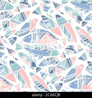 Mittelmeer Sommer Mosaik Fisch nahtlose Muster für Hintergrund, Wrap, Stoff, Textil, Wrap, Oberfläche, Web-und Print-Design. Pastellfarben dekorativ Stock Vektor