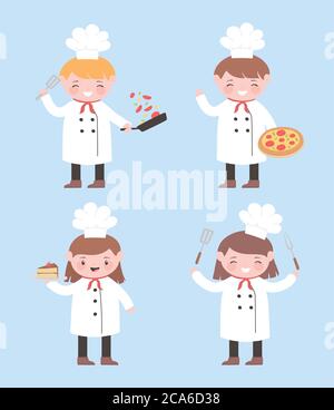 Köche Männer und Frauen Cartoon Charakter professionelle Beruf Vektor Illustration Stock Vektor