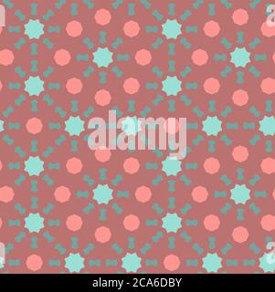 Koralle, Orange, Türkis Farbe nahtlose geometrische Textur. Vektor wiederholende Textur für Stoff-Design, Stoff, Textil Stock Vektor