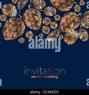 Luxus goldene Winter Kiefer Kegel auf tiefblaue Farbe für Karte, Header, Einladung, Poster, Social Media, Post-Veröffentlichung. Vorlage für Einladungsvektoren für Stock Vektor