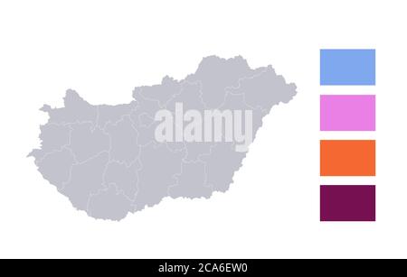 Infografiken der Ungarn-Karte, einzelne Regionen leer Stockfoto