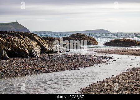 Polzeath - eine schöne Küstenlandschaft in Nord Cornwall Stockfoto