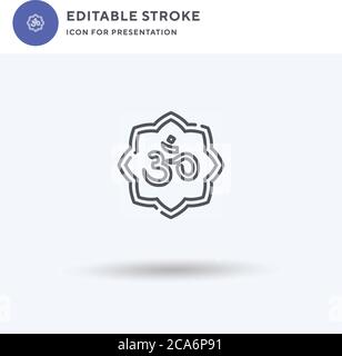 OM-Symbolvektor, gefülltes flaches Schild, solides Piktogramm isoliert auf Weiß, Logo-Illustration. OM-Symbol für Präsentation. Stock Vektor