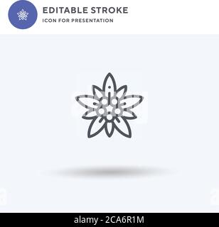 Edelweiss Symbolvektor, gefülltes flaches Schild, solides Piktogramm isoliert auf weiß, Logo-Illustration. Edelweiss-Symbol für Präsentation. Stock Vektor