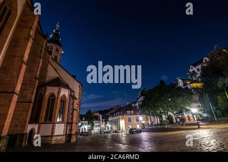 Die Stiftskirche bei Nacht, Kirche, Baden-Baden, Deutschland Stockfoto