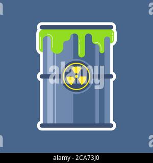 Estrus aus einem Fass nuklearen Abfalls. Flache Vektorgrafik. Stock Vektor