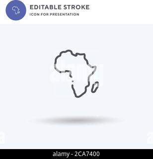 Afrika-Symbolvektor, gefülltes flaches Zeichen, solides Piktogramm isoliert auf weiß, Logo-Illustration. Afrika-Symbol für Präsentation. Stock Vektor