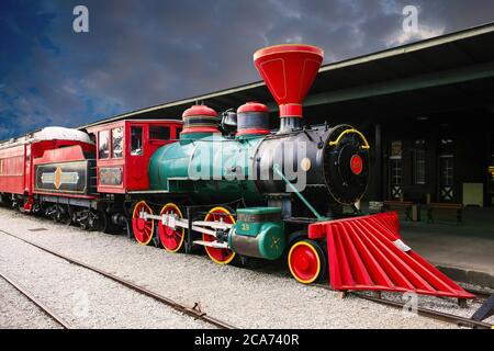 Chattanooga Choo Choo Dampflokomotive berühmt gemacht durch das Lied von Glenn Miller auf dem alten Bahnhof in Chattanooga Tennessee USA aufgenommen Stockfoto