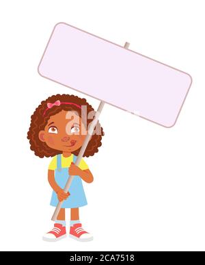 Afrikanisches Mädchen mit Banner. Illustration Stockfoto