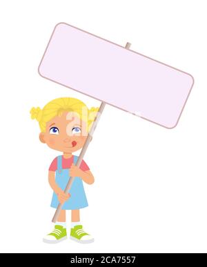 Mädchen hält Banner. Illustration Stockfoto