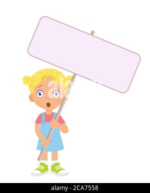 Mädchen hält Banner. Illustration Stockfoto