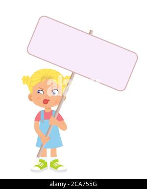 Mädchen hält Banner. Illustration Stockfoto