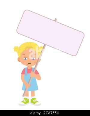 Mädchen hält Banner. Illustration Stockfoto