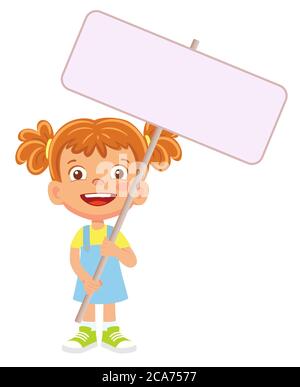 Mädchen hält Banner. Illustration Stockfoto