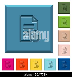 Wiederholen Sie Dokumentänderungen gravierte Symbole auf kantigen quadratischen Tasten in verschiedenen trendigen Farben Stock Vektor